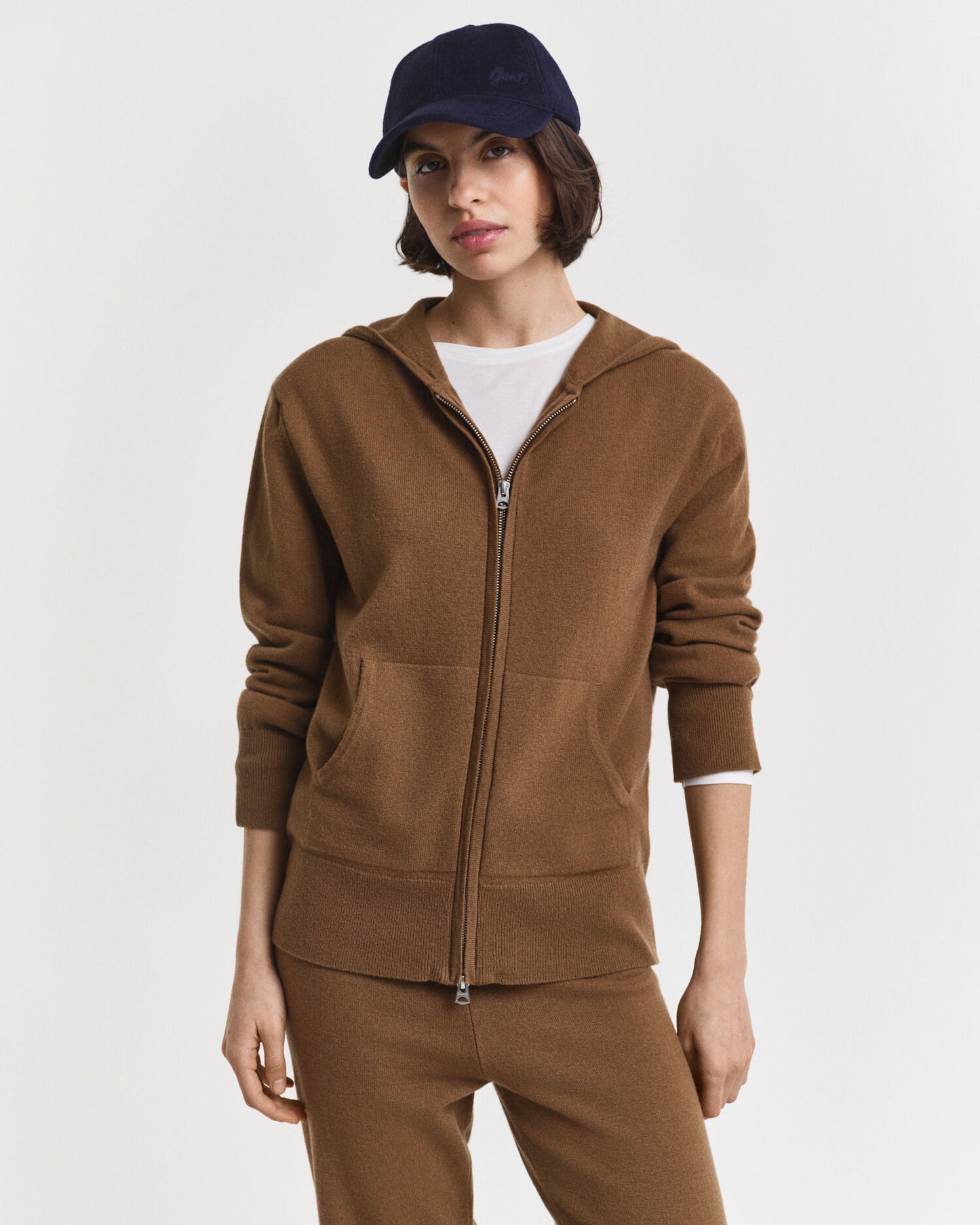 Sweat à capuche zippé en agneau superfine