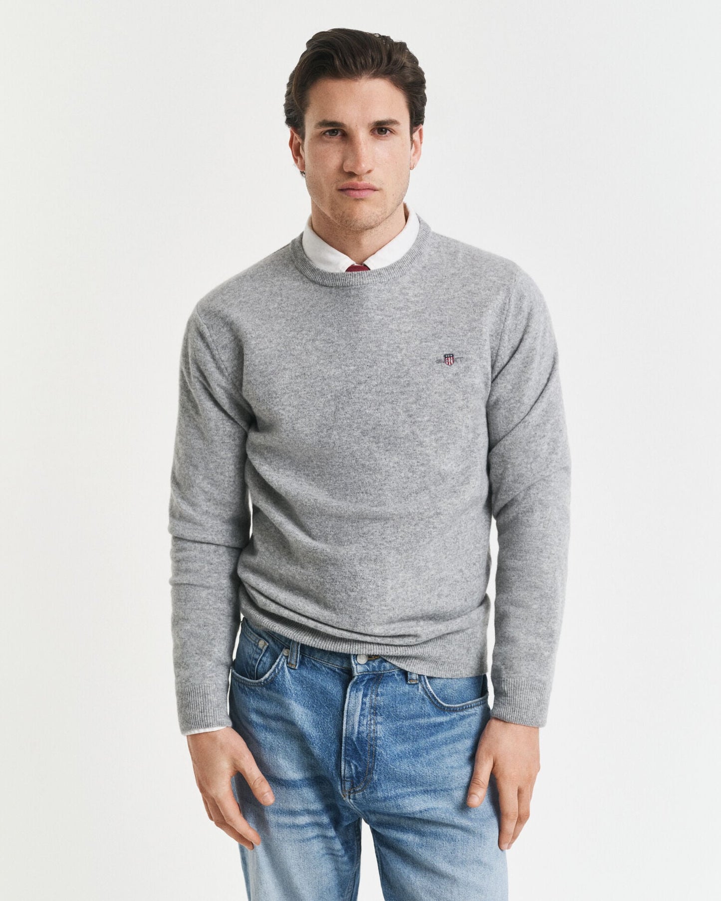 Pullover aus superfeiner Lammwolle mit Rundhalsausschnitt