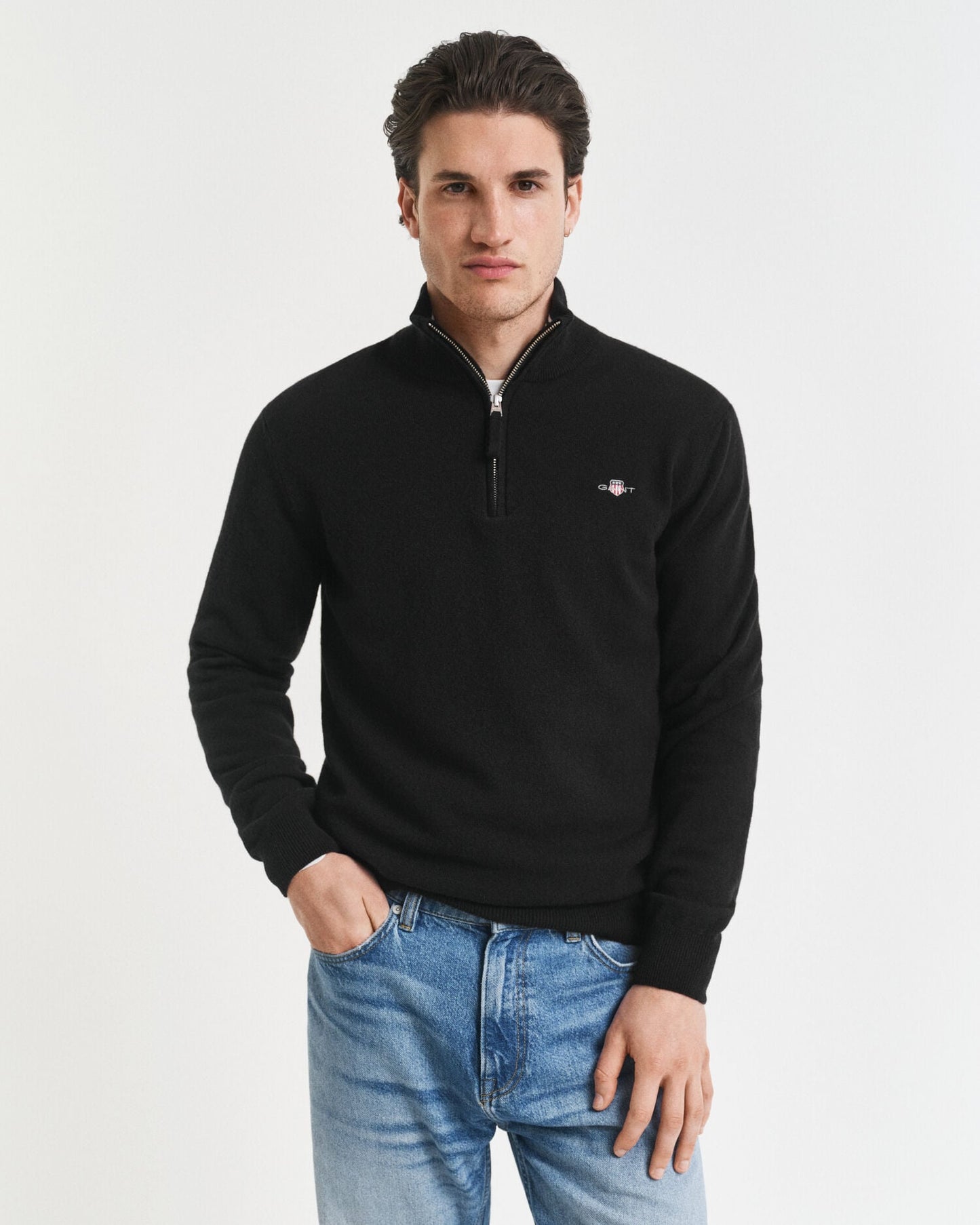 Feinste Lammwolle Half-Zip Pullover
