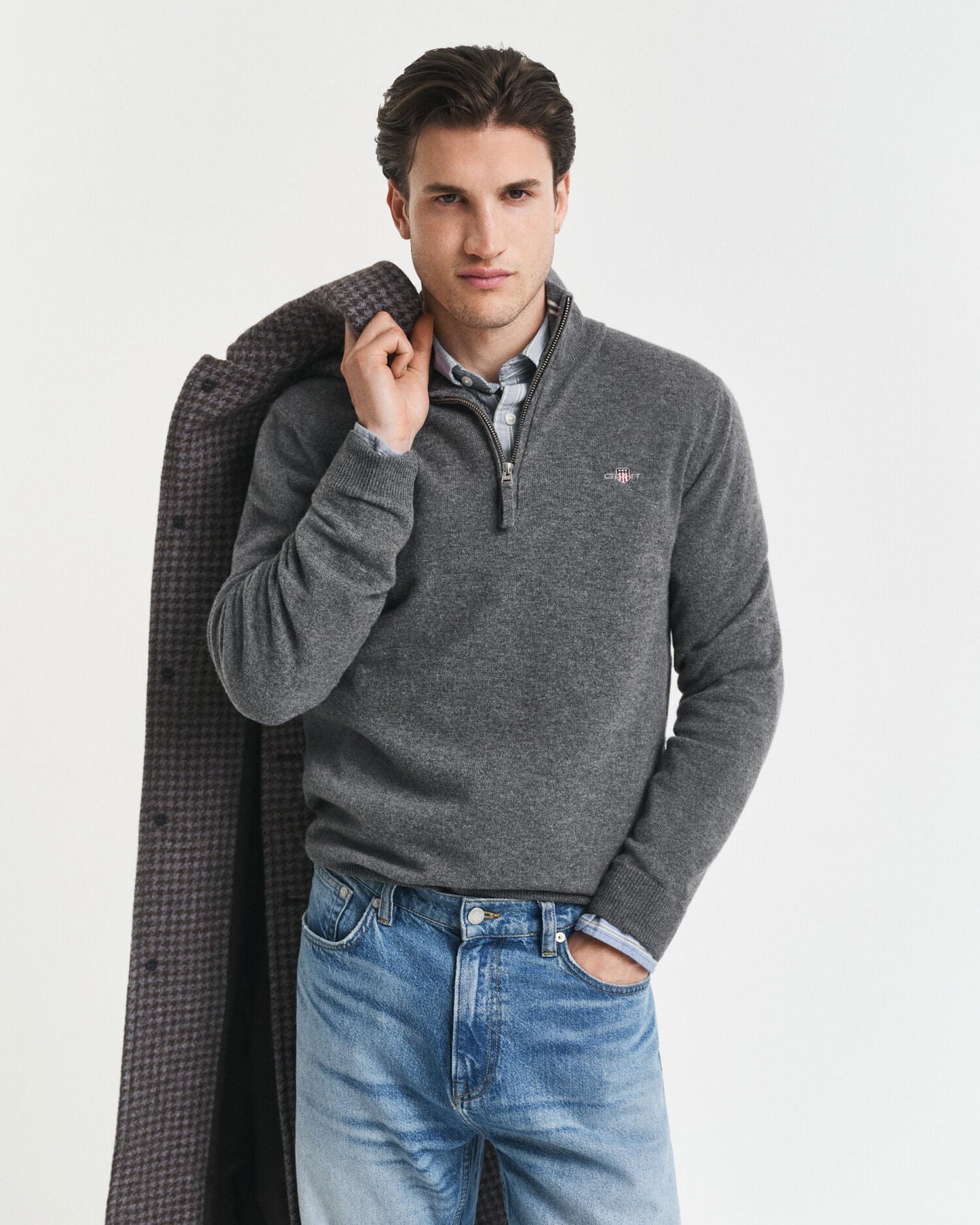 Feinste Lammwolle Half-Zip Pullover