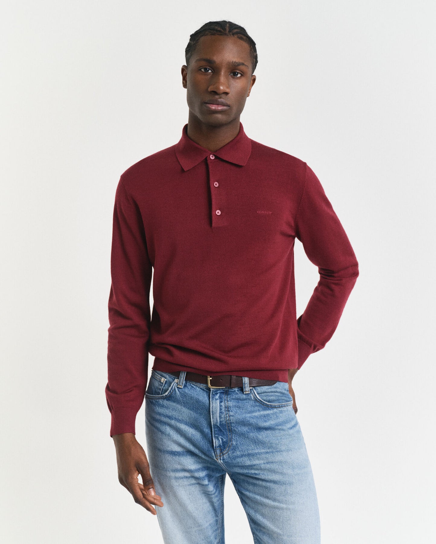 Polo-Pullover aus extrafeiner Merinowolle