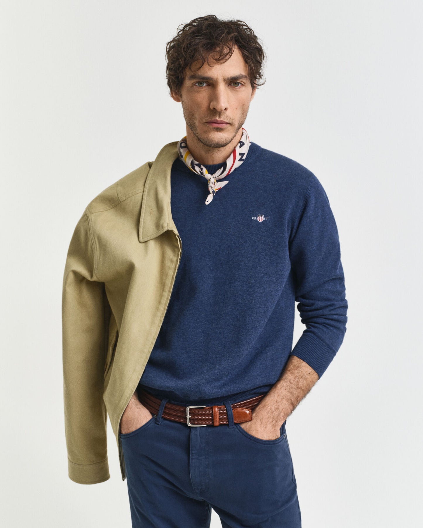 Klassischer Rundhals-Pullover aus Baumwolle