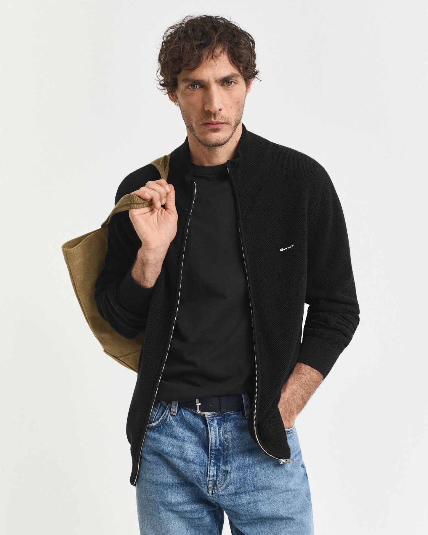 Gilet zippé en piqué de coton