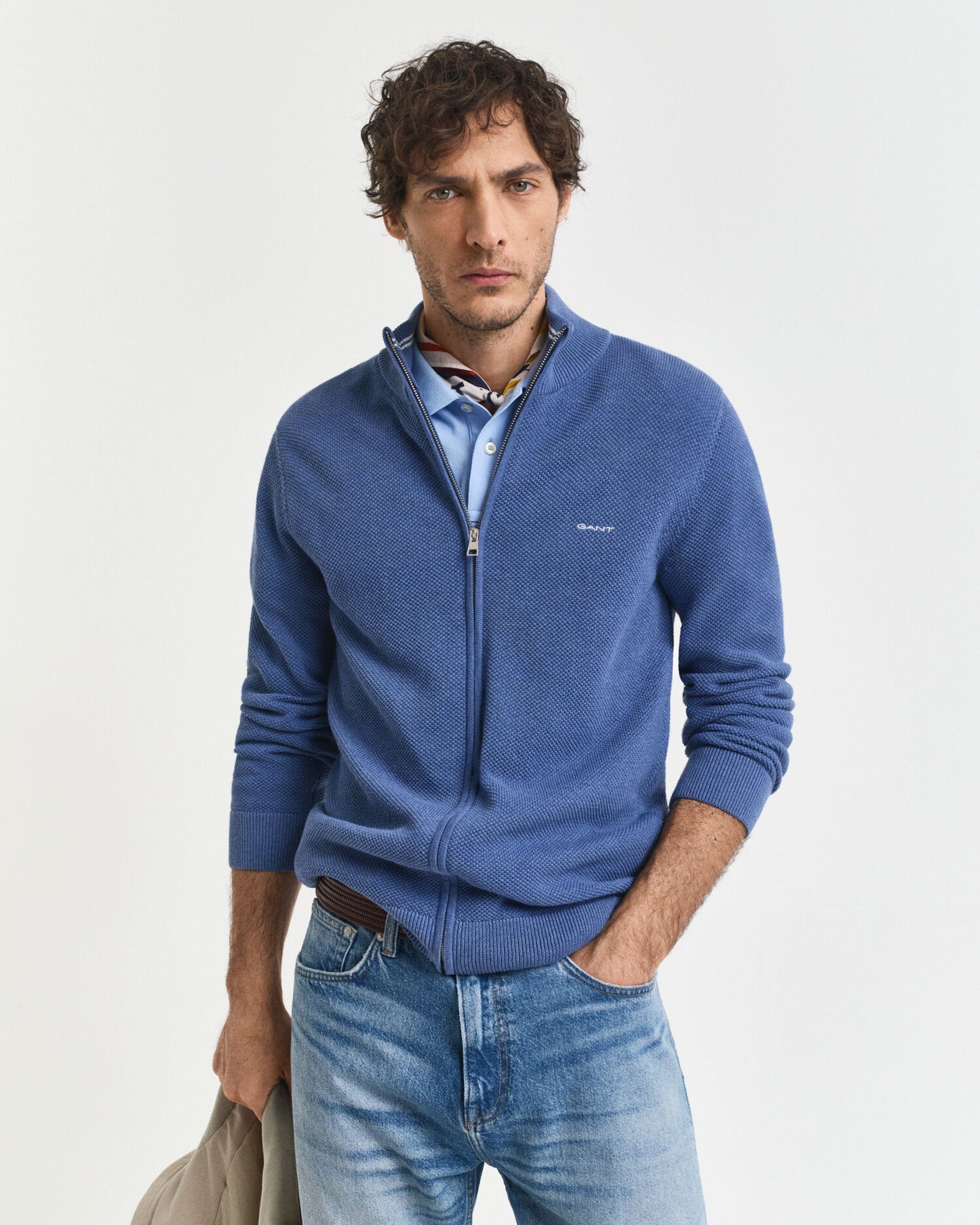 Gilet zippé en piqué de coton